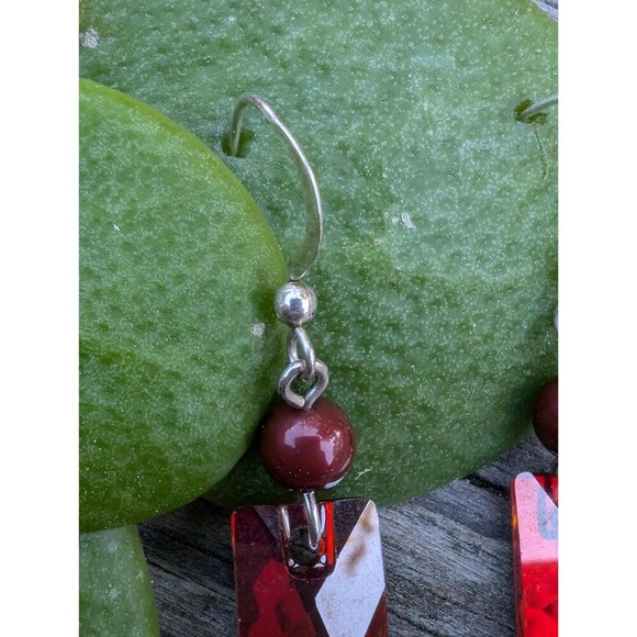 Vintage Red Jewel Dangle Earrings - Picture 3 of 10